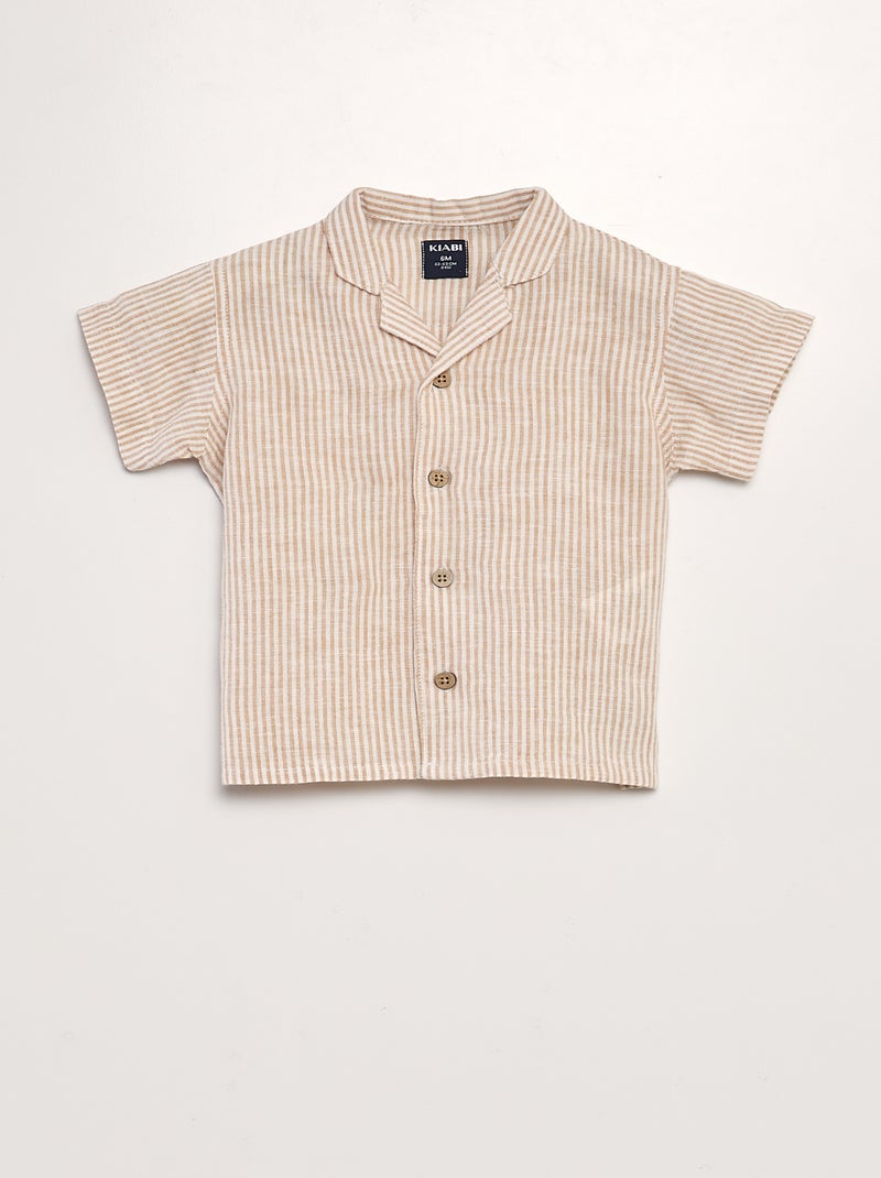 Camisa estampada de linho misturado BRANCO - Kiabi