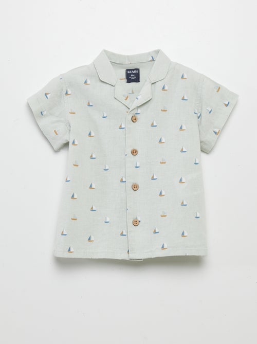 Camisa estampada de linho misturado - Kiabi