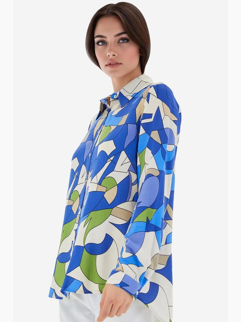 Camisa estampada de manga comprida bdart Azul-elétrico - Kiabi