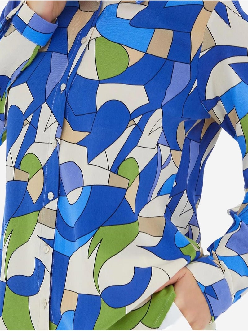 Camisa estampada de manga comprida bdart Azul-elétrico - Kiabi