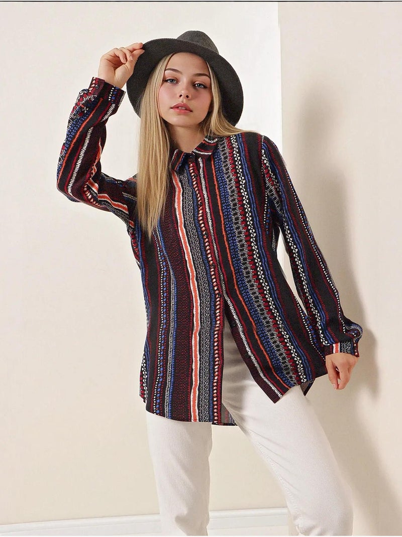 Camisa estampada de manga comprida bdart Azul-noite - Kiabi