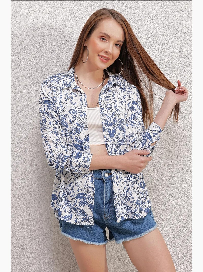 Camisa estampada de manga comprida bdart Azul-pastel - Kiabi
