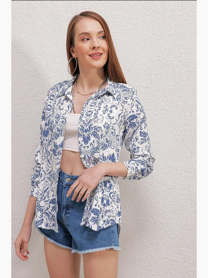 Camisa estampada de manga comprida bdart Azul-pastel - Kiabi