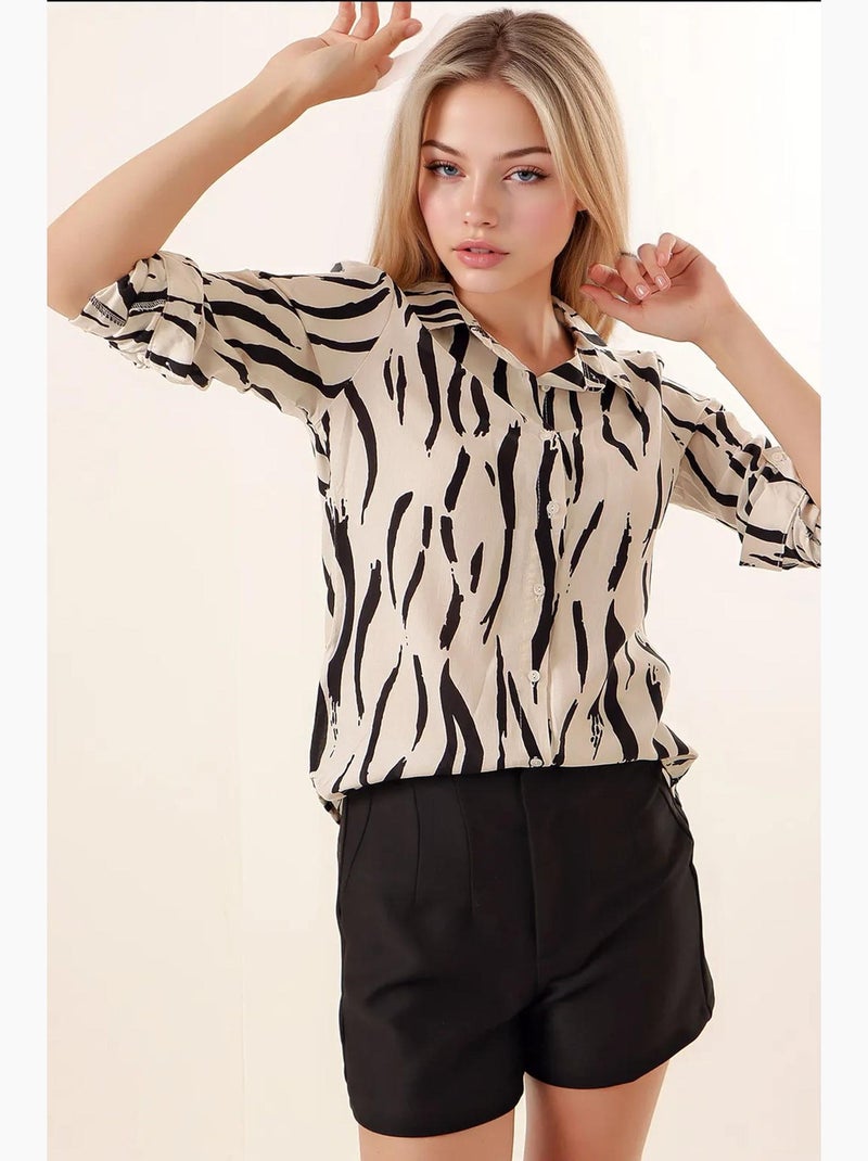 Camisa estampada de manga comprida bdart Bege natural - Kiabi
