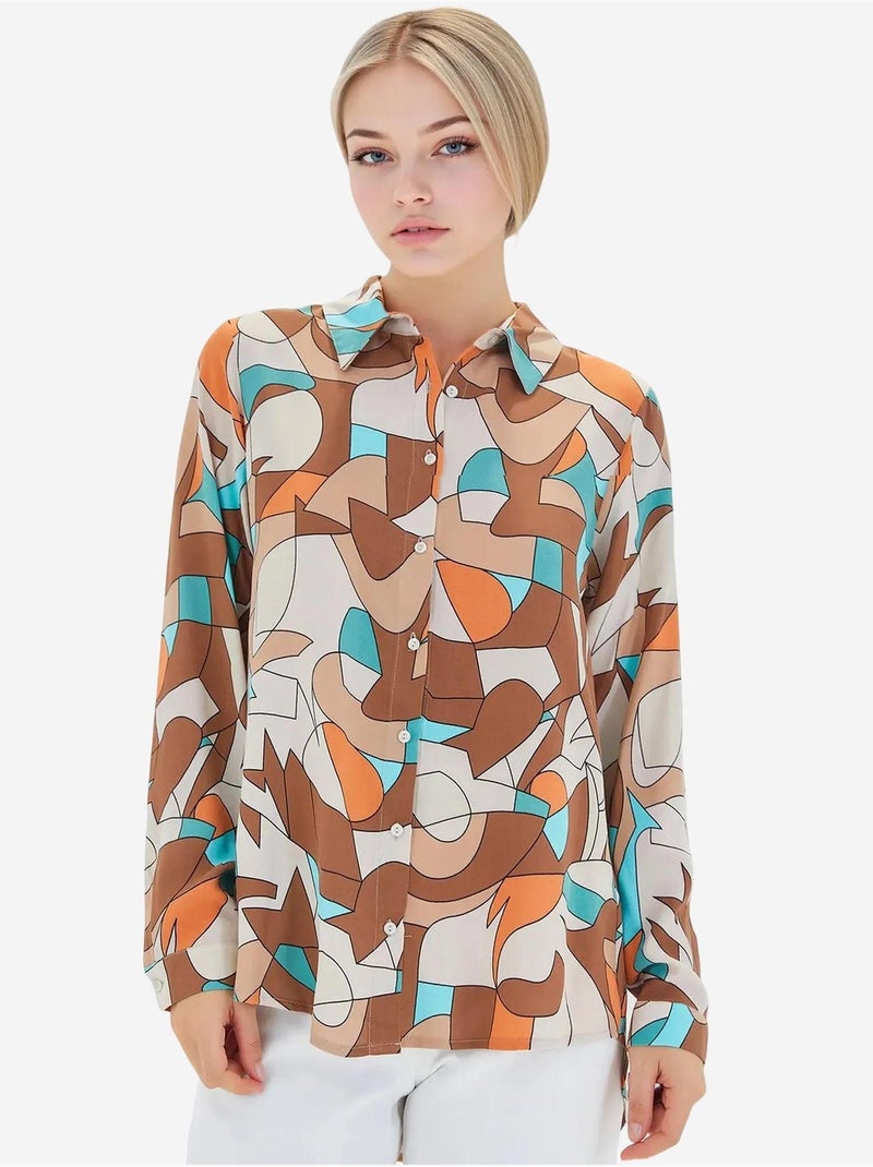 Camisa estampada de manga comprida bdart Castanho-claro - Kiabi