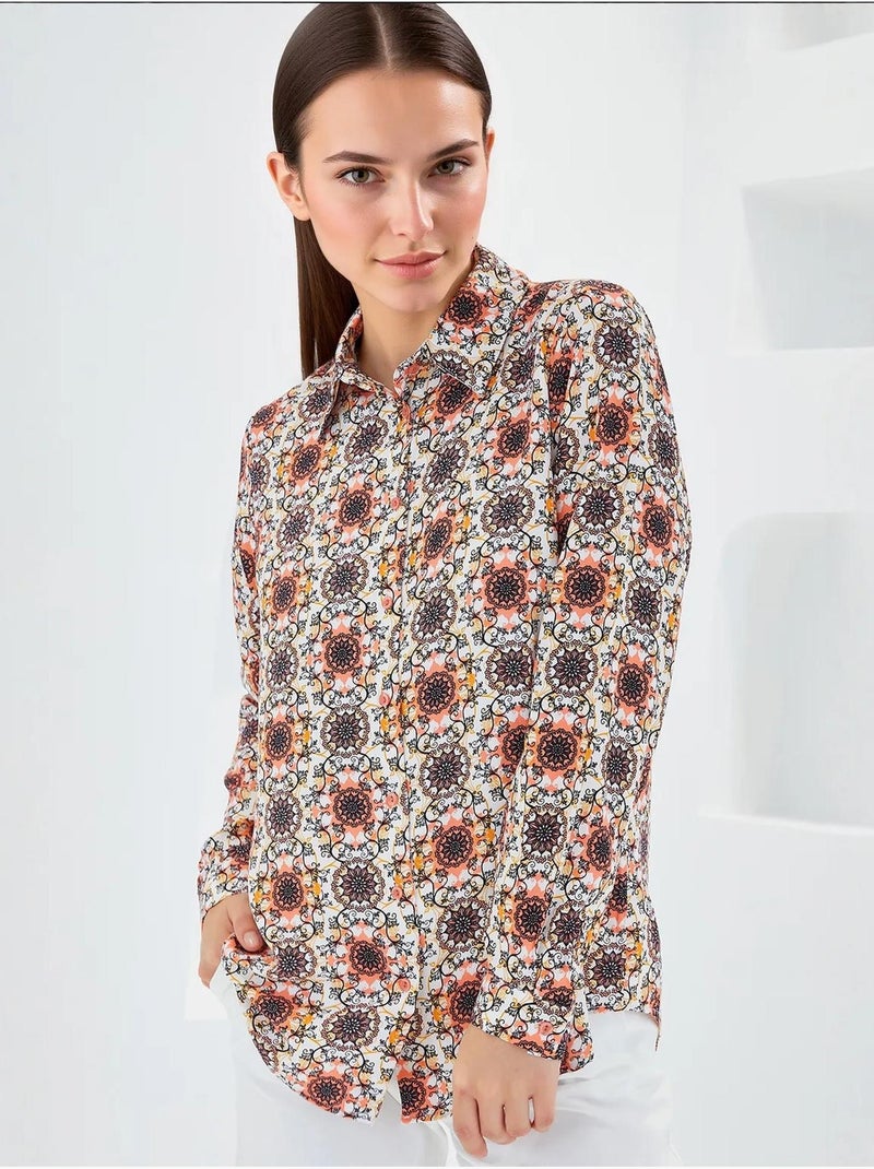 Camisa estampada de manga comprida bdart Laranja - Kiabi