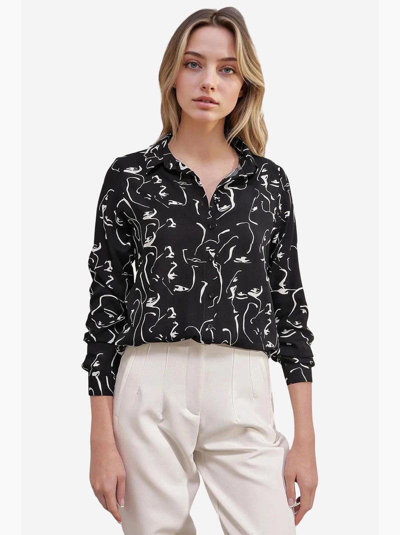 Camisa estampada de manga comprida bdart Preto - Kiabi