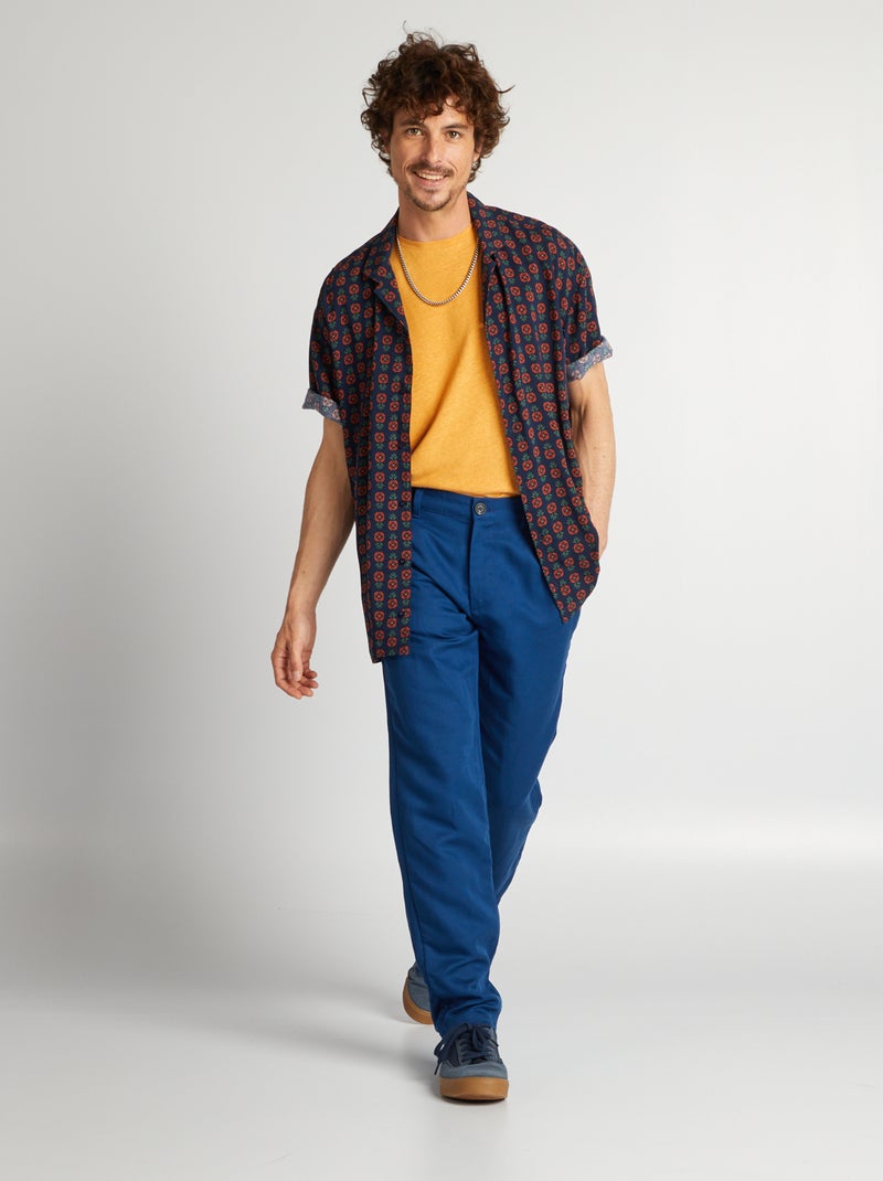 Camisa estampada de manga curta AZUL - Kiabi