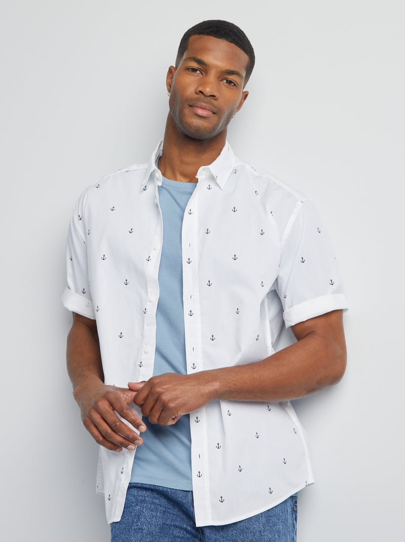 Camisa estampada de manga curta BRANCO - Kiabi