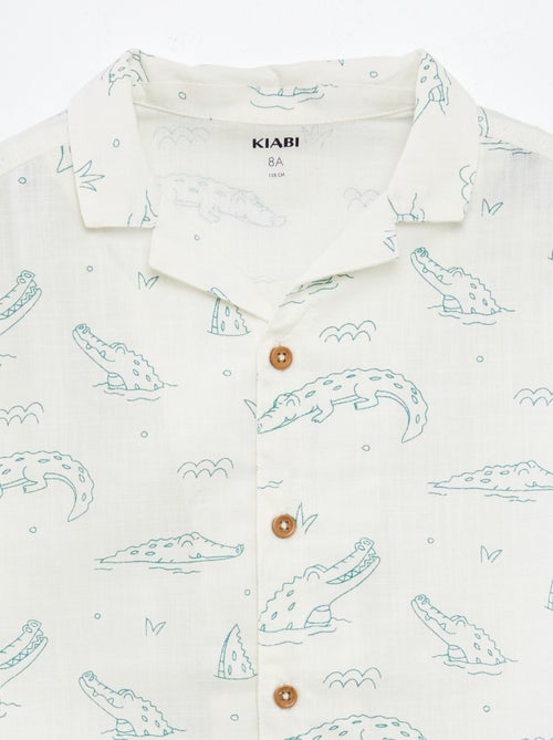 Camisa estampada de manga curta e gola de pijama - Kiabi