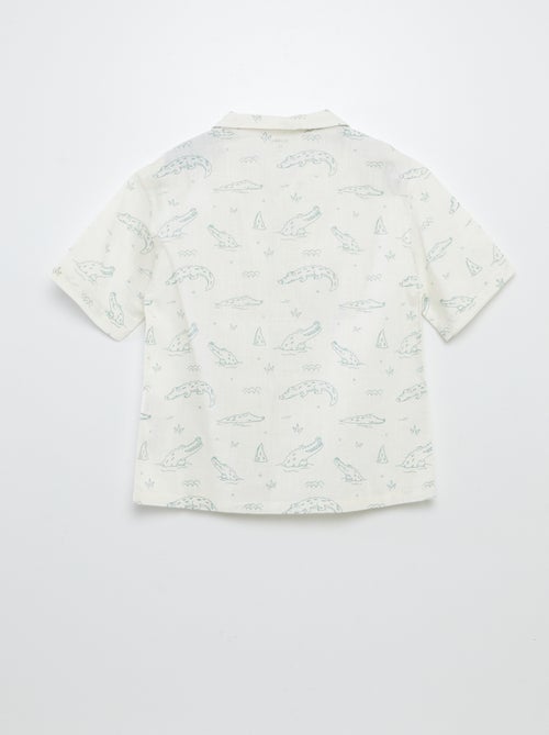 Camisa estampada de manga curta e gola de pijama - Kiabi