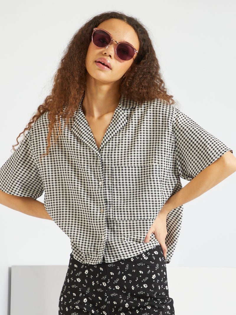 Camisa estampada de manga curta PRETO - Kiabi