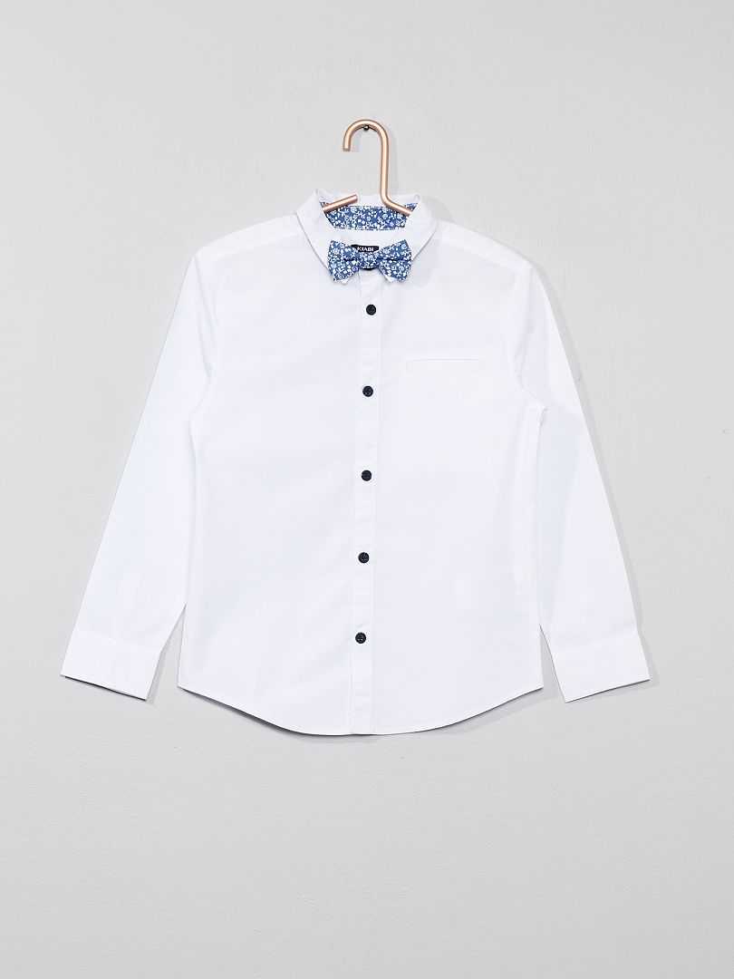 Camisa estampada + laço Branco - Kiabi