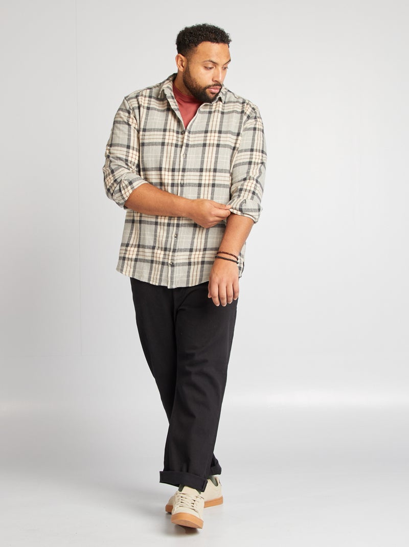 Camisa estilo lenhador regular CINZA - Kiabi