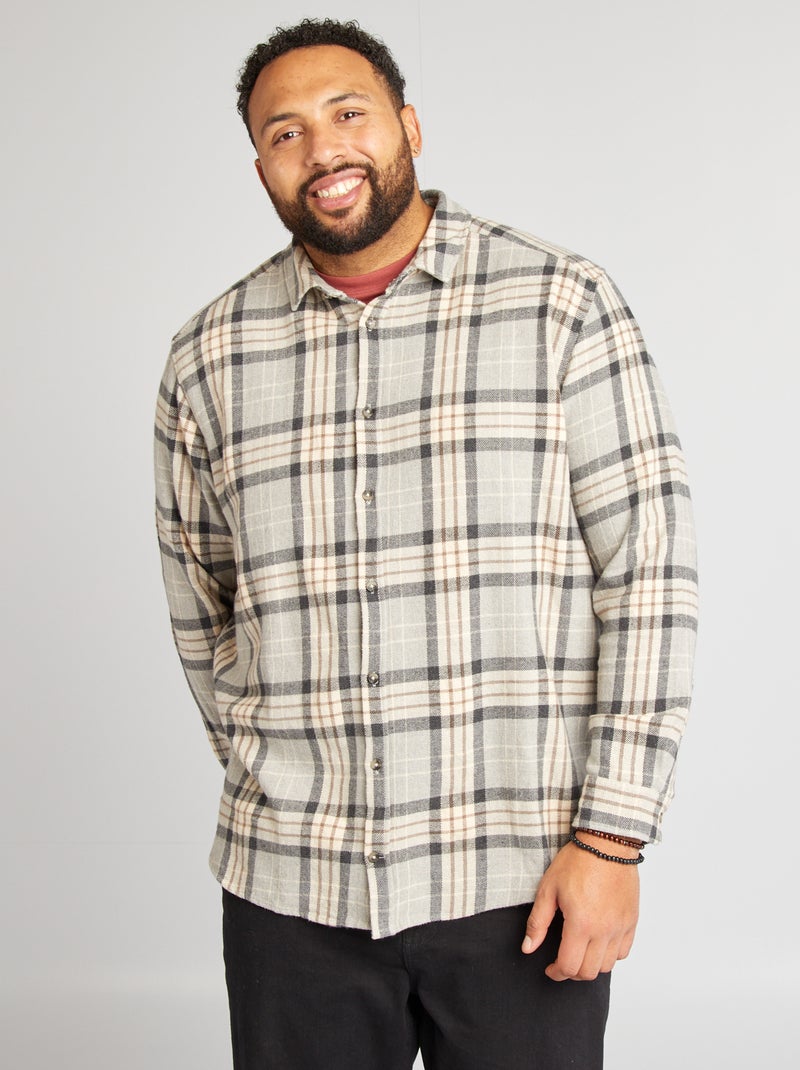 Camisa estilo lenhador regular CINZA - Kiabi