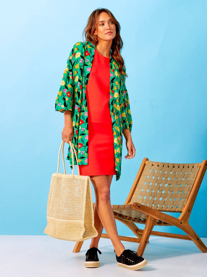 Camisa estilo quimono estampada VERDE - Kiabi