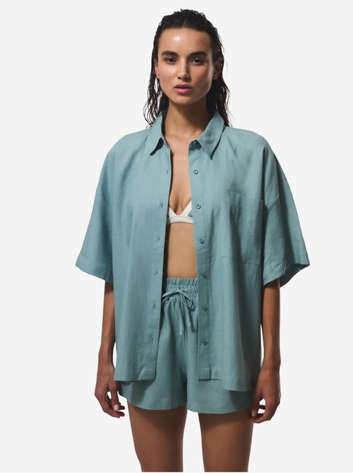 Camisa feminina com gola de camisa normal pl7l2d2s25iy penti - Kiabi Camisa feminina com gola de camisa normal pl7l2d2s25iy penti - Kiabi