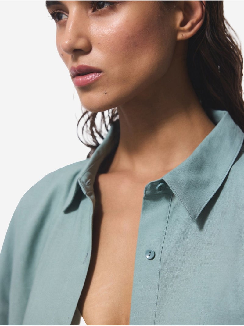 Camisa feminina com gola de camisa normal pl7l2d2s25iy penti Verde menta - Kiabi