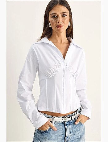 Camisa feminina de algodão e poliéster lucci