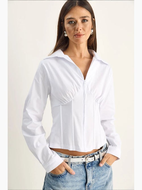 Camisa feminina de algodão e poliéster lucci - Kiabi