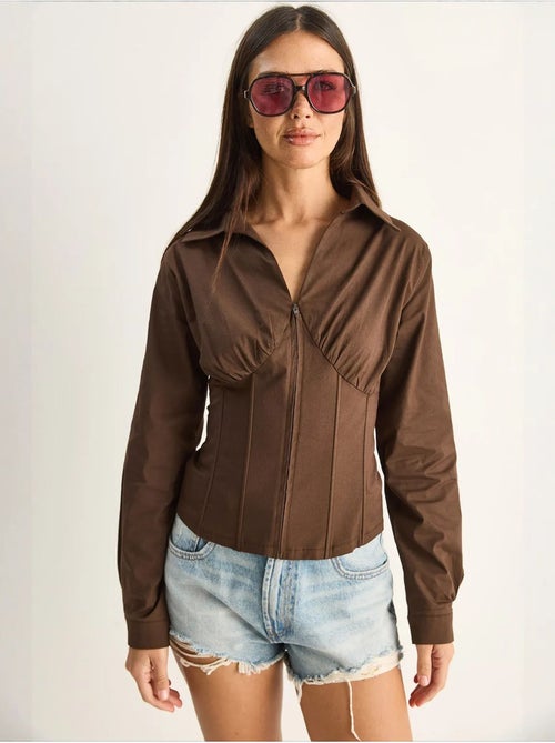 Camisa feminina de algodão e poliéster lucci - Kiabi Camisa feminina de algodão e poliéster lucci - Kiabi