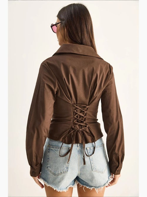 Camisa feminina de algodão e poliéster lucci - Kiabi Camisa feminina de algodão e poliéster lucci - Kiabi