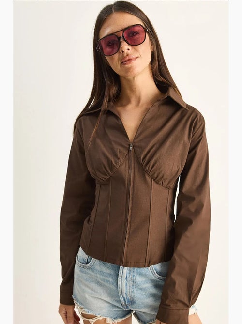 Camisa feminina de algodão e poliéster lucci - Kiabi Camisa feminina de algodão e poliéster lucci - Kiabi