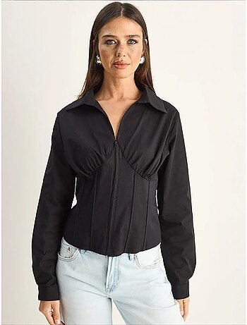 Camisa feminina de algodão e poliéster lucci