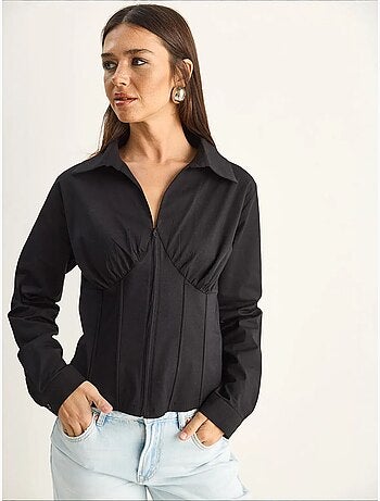 Camisa feminina de algodão e poliéster lucci