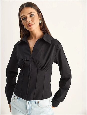 Camisa feminina de algodão e poliéster lucci