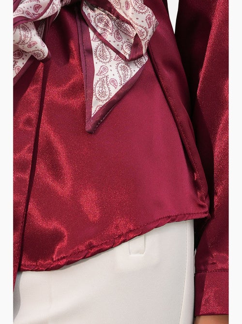 Camisa feminina de cetim com amarração frontal bdart - Kiabi