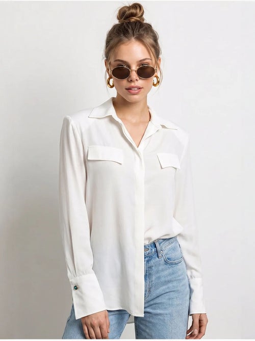 Camisa feminina de crepe tecido com corte regular lucci - Kiabi