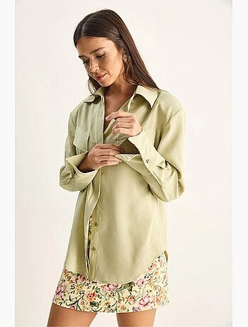 Camisa feminina de crepe tecido com corte regular lucci