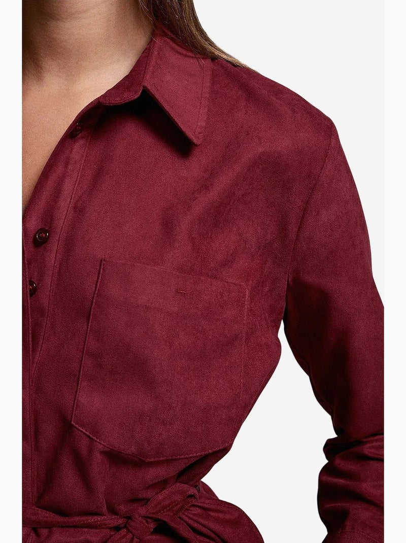 Camisa feminina de poliéster e viscose dilvin Vermelho bordô - Kiabi