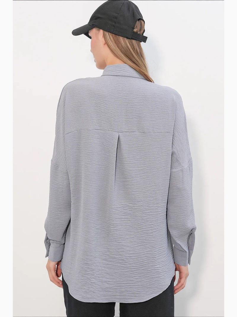 Camisa feminina de poliéster elástico bdart Cinza - Kiabi