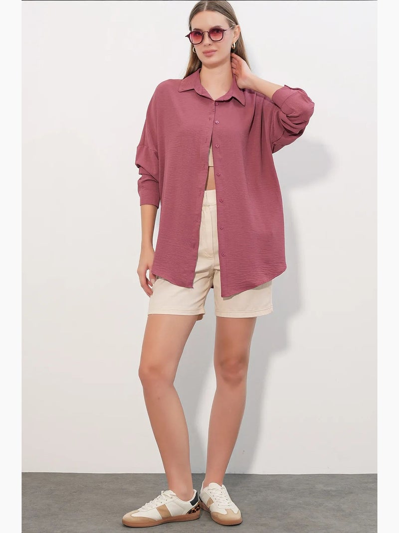 Camisa feminina de poliéster elástico bdart Malva - Kiabi