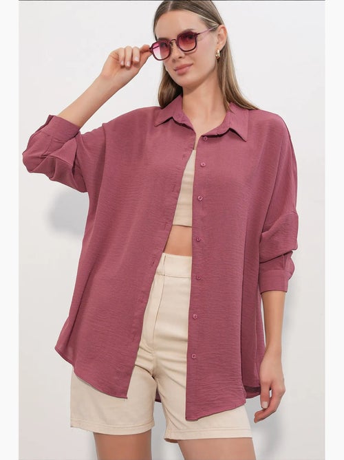 Camisa feminina de poliéster elástico bdart - Kiabi Camisa feminina de poliéster elástico bdart - Kiabi