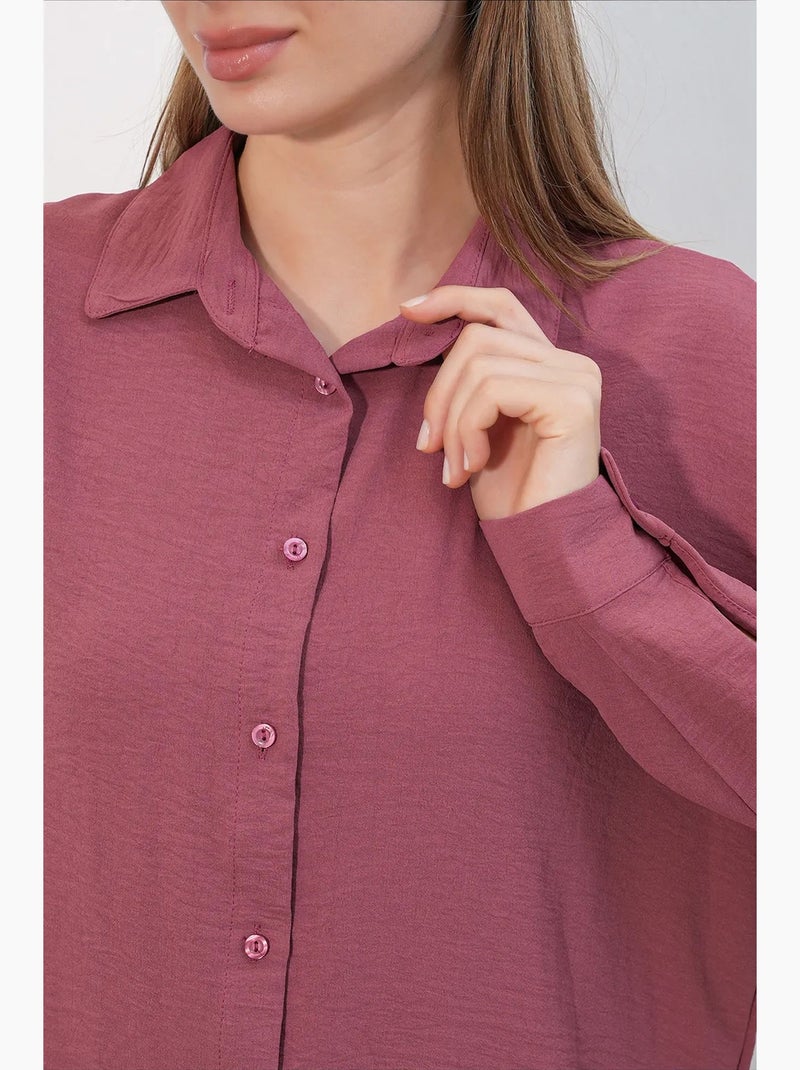 Camisa feminina de poliéster elástico bdart Malva - Kiabi