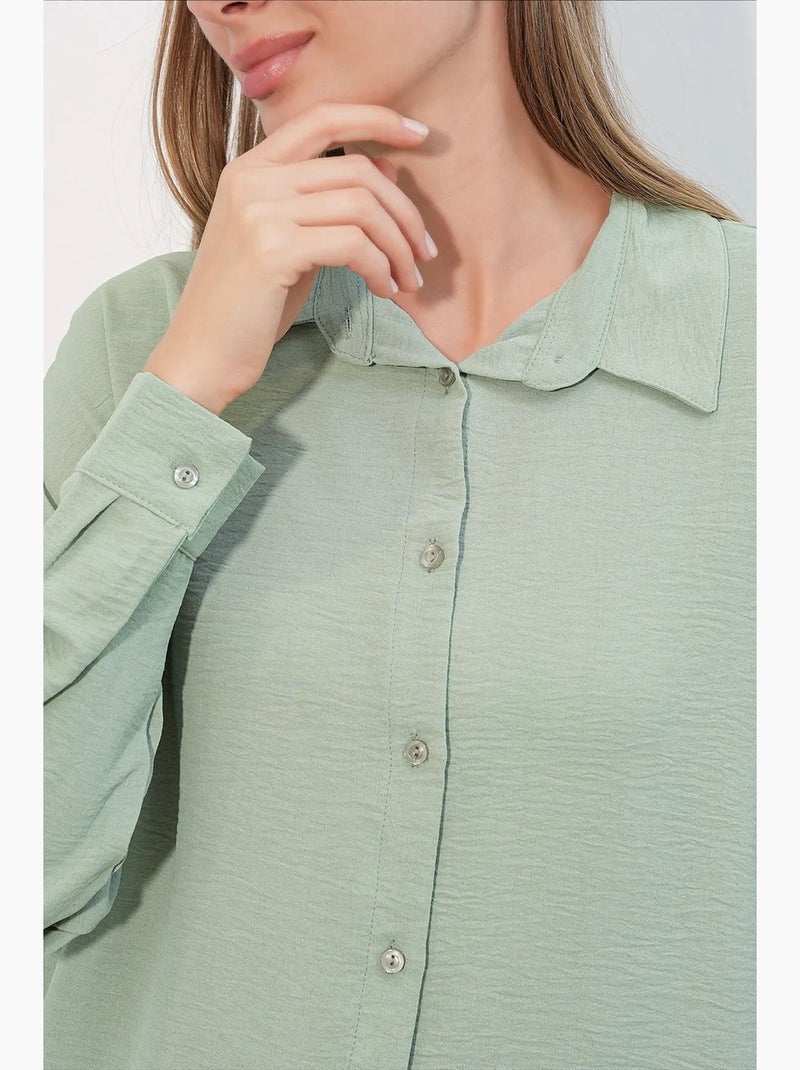Camisa feminina de poliéster elástico bdart Verde menta - Kiabi