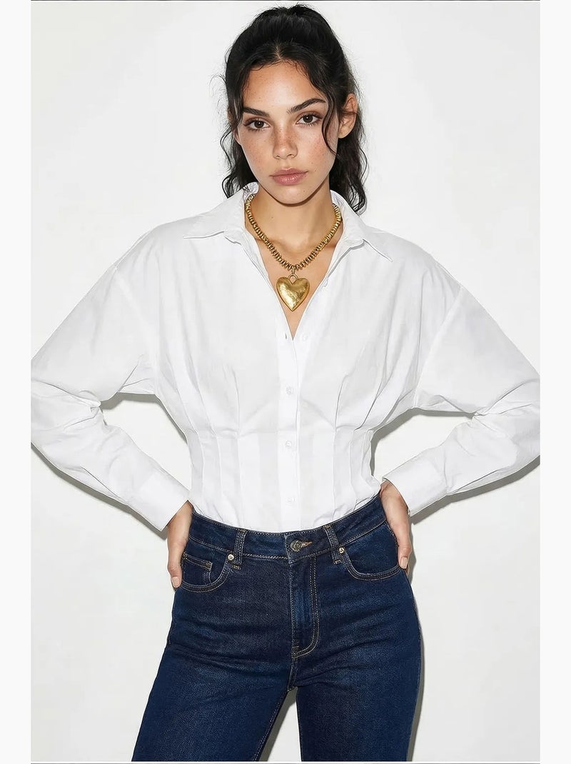 Camisa feminina de poliéster lucci Branco - Kiabi