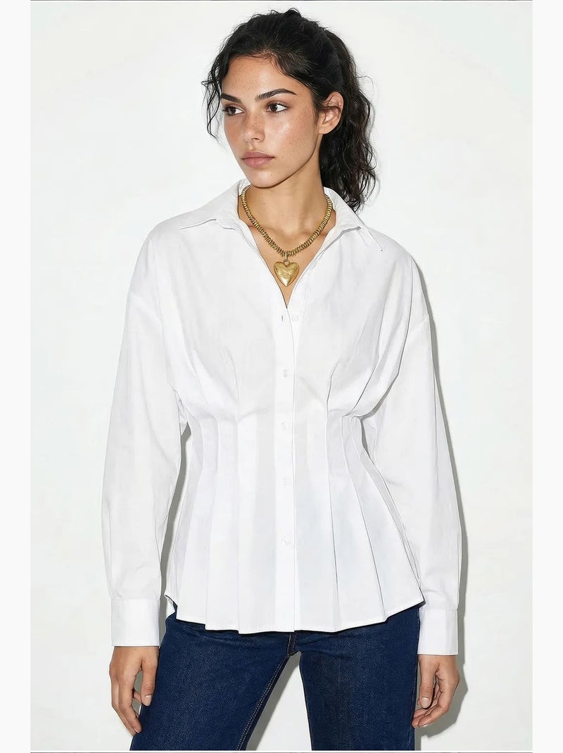 Camisa feminina de poliéster lucci Branco - Kiabi