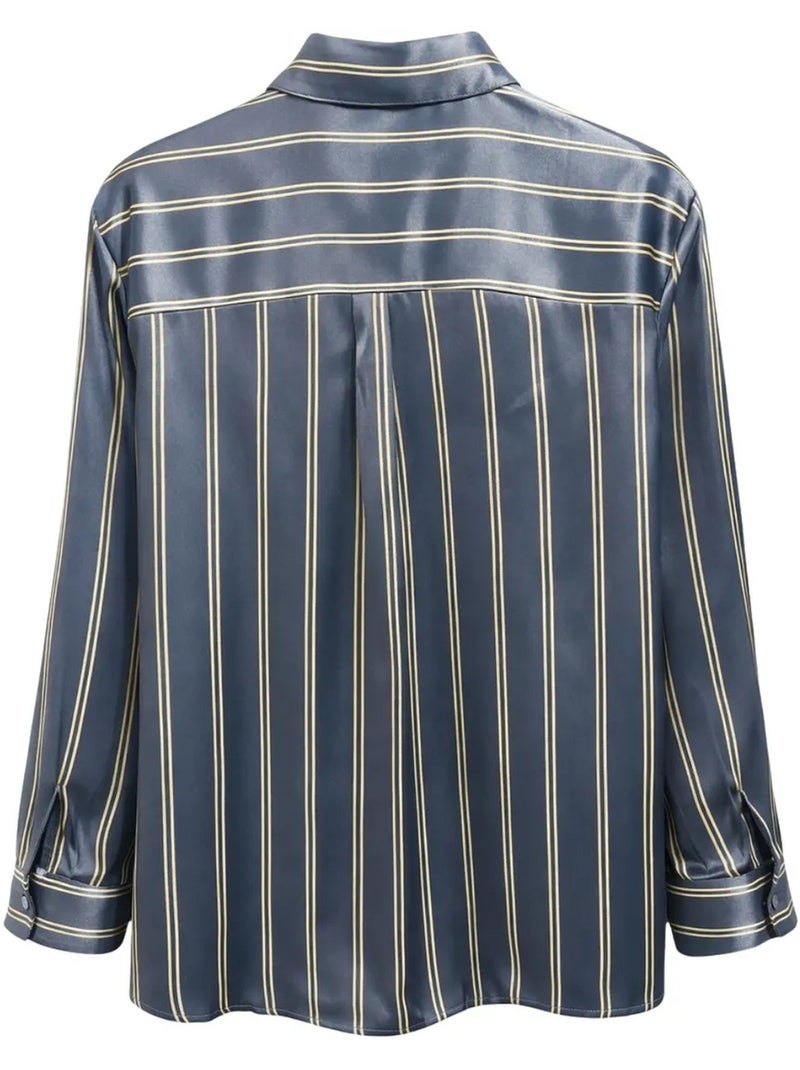 Camisa feminina de poliéster mixray Azul-marinho - Kiabi