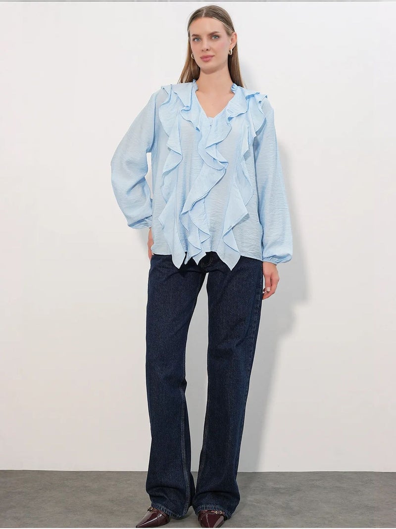 Camisa feminina de viscose e nylon bdart Azul-céu - Kiabi