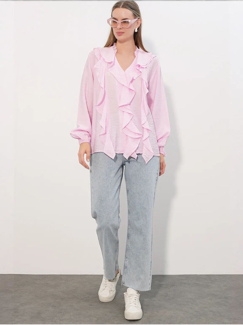 Camisa feminina de viscose e nylon bdart Rosa - Kiabi