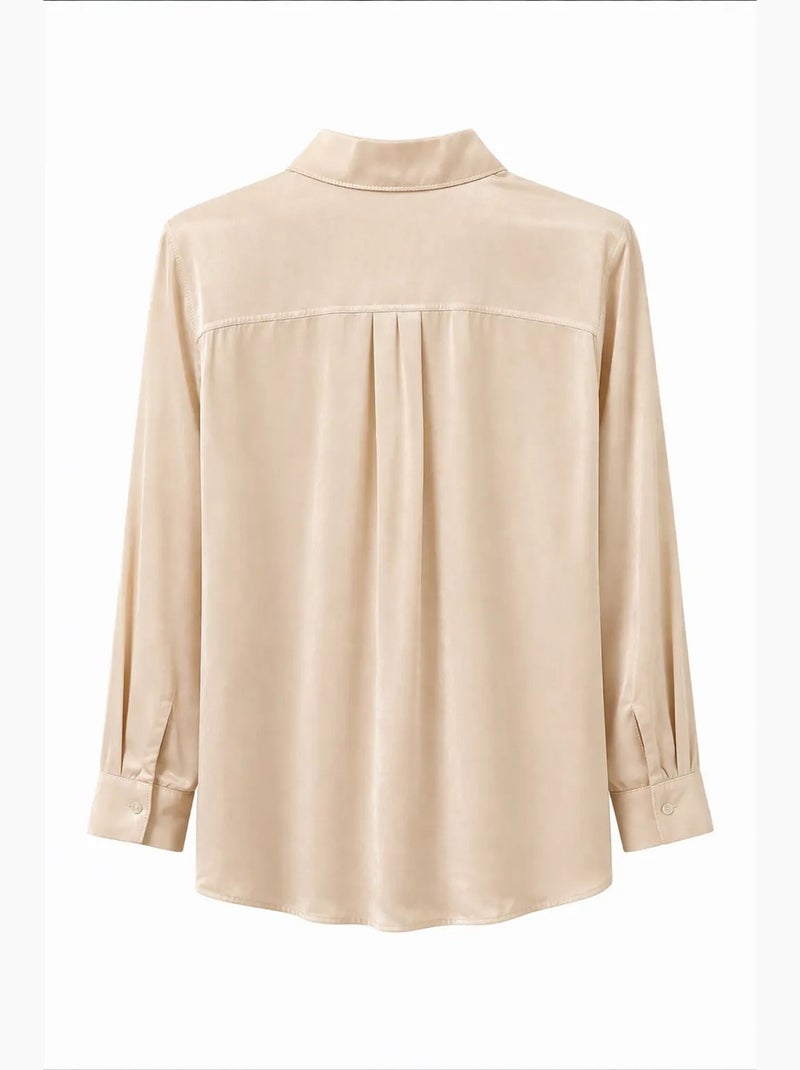 Camisa feminina de viscose e poliéster mixray Bege-argila - Kiabi