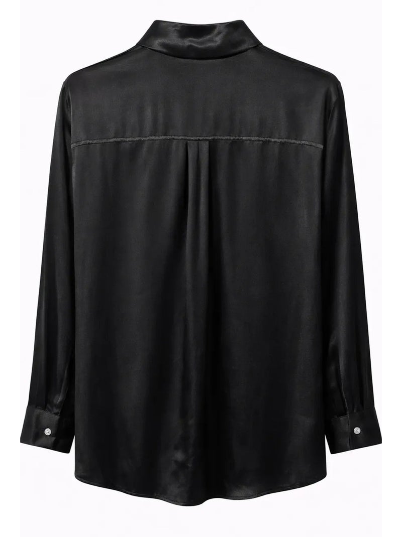 Camisa feminina de viscose e poliéster mixray Preto - Kiabi
