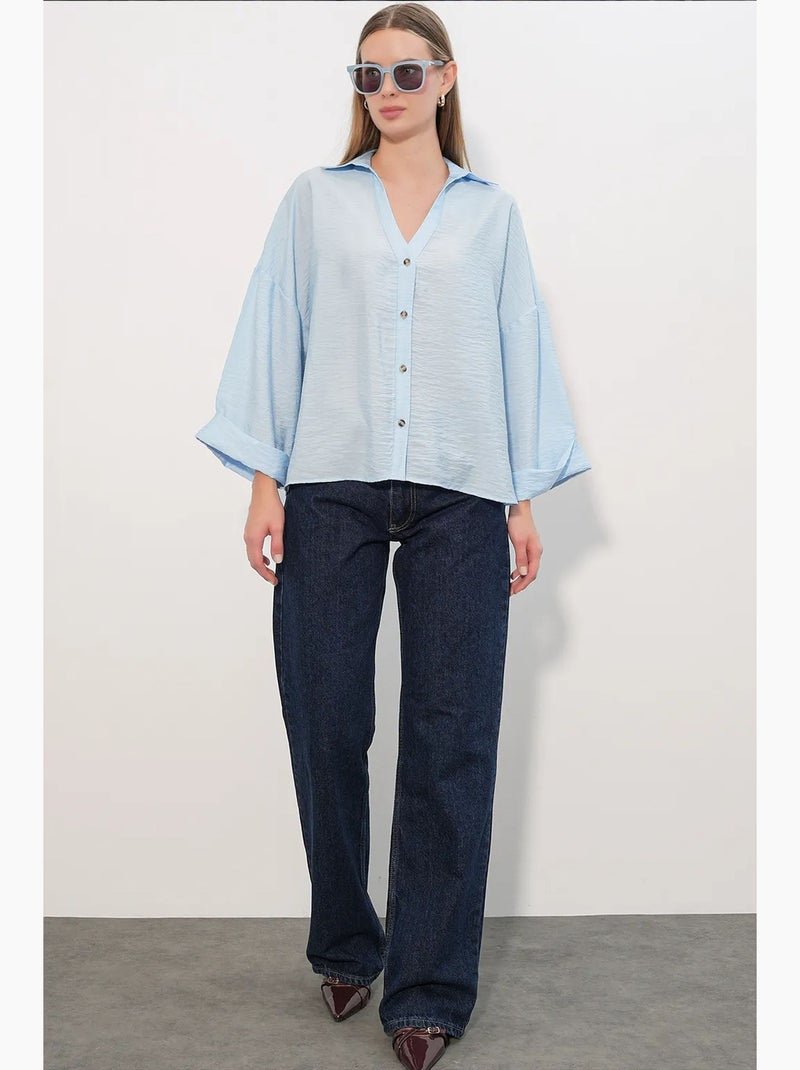 Camisa feminina de viscose-nylon bdart Azul-céu - Kiabi