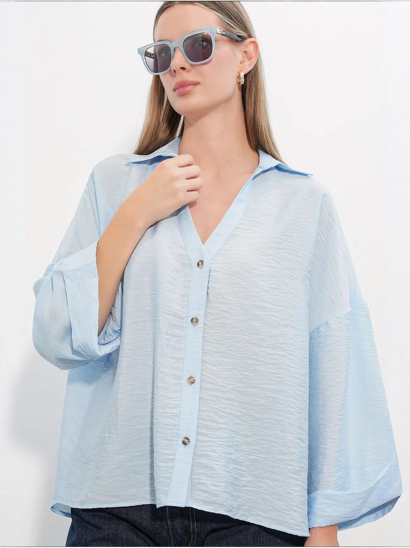 Camisa feminina de viscose-nylon bdart Azul-céu - Kiabi