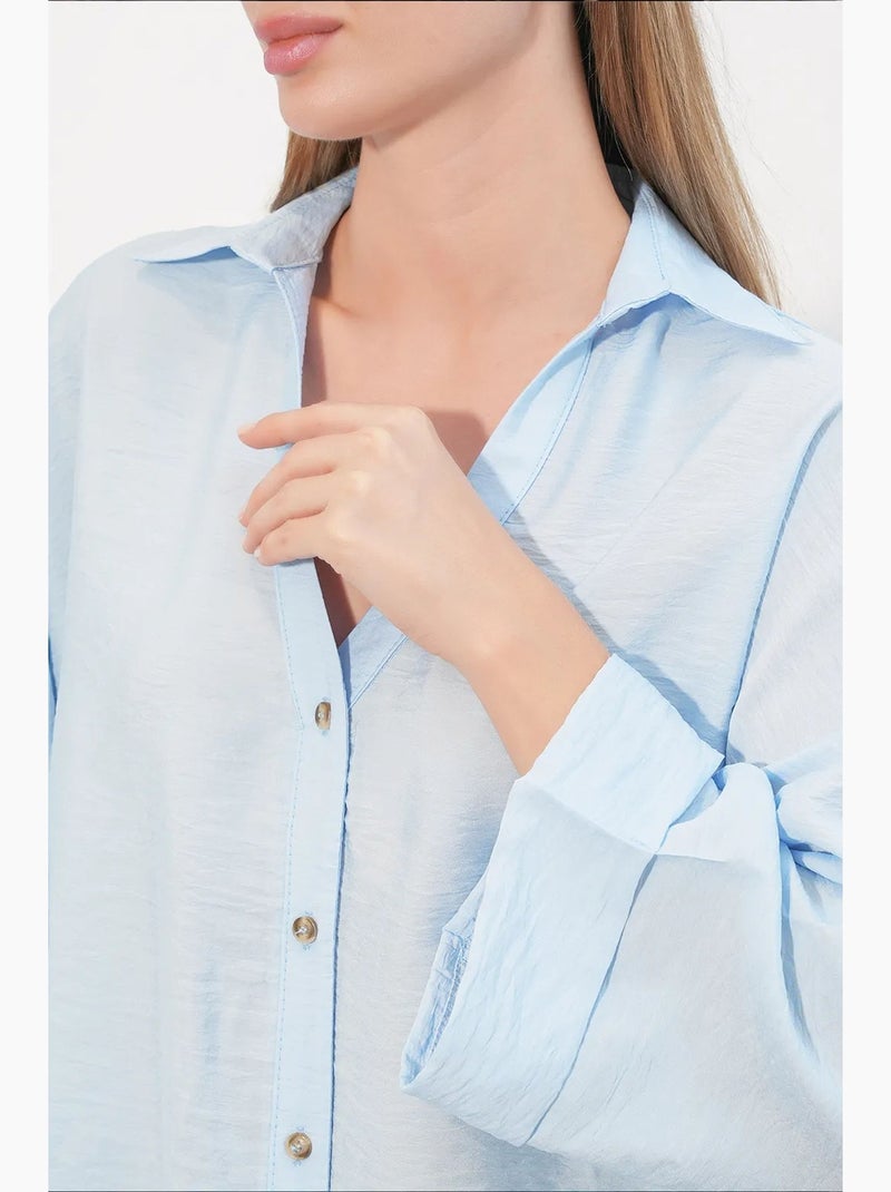 Camisa feminina de viscose-nylon bdart Azul-céu - Kiabi