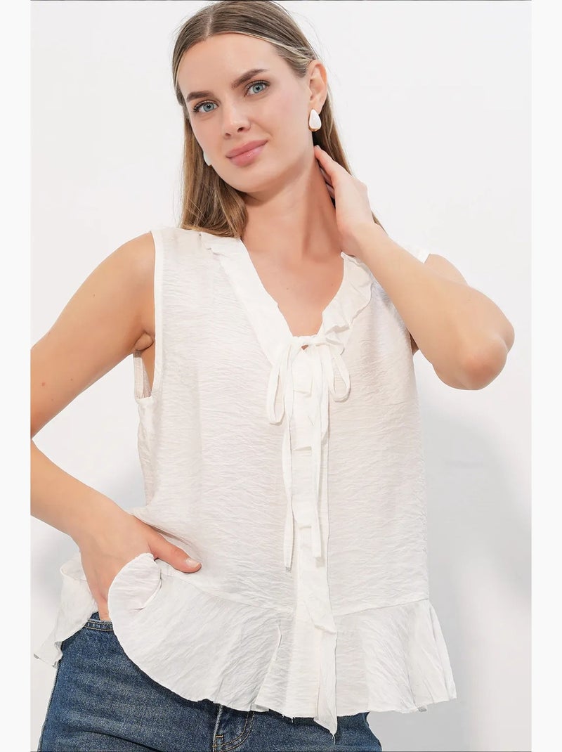 Camisa feminina de viscose-nylon bdart Branco - Kiabi